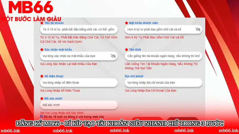 Đăng ký MB66 - Bí kíp tạo tài khoản siêu nhanh chỉ trong 3 bước