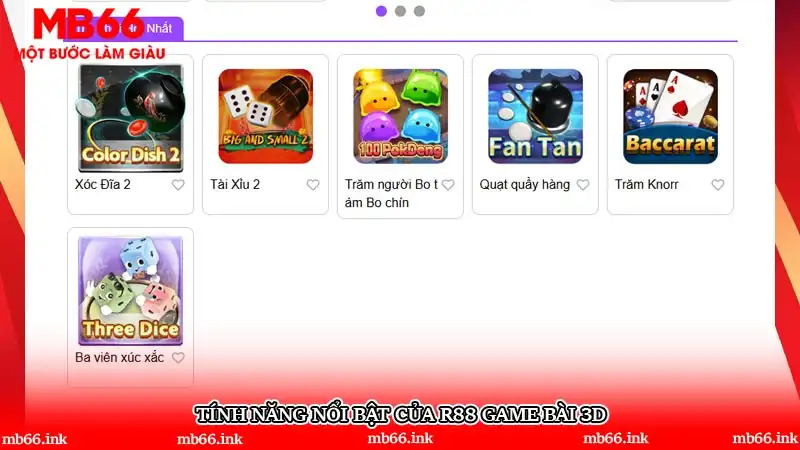 Tính năng nổi bật của R88 Game bài 3D